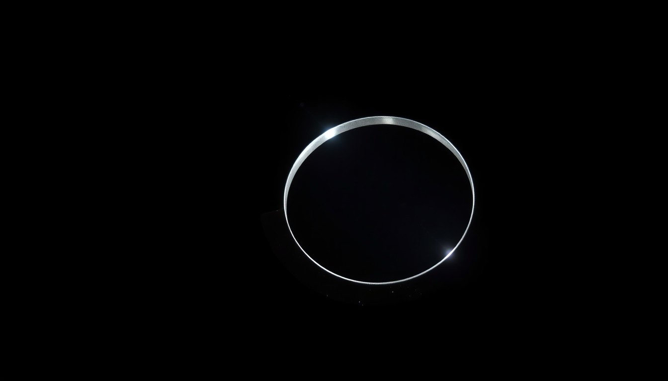 An extreme close-up photograph of a police handcuff or other crime-related object, lit by a harsh, direct camera flash against a pitch-black background, creating a stark, gritty, investigative aesthetic.