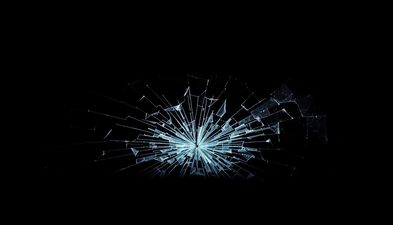 An extreme close-up photograph of a cracked and shattered car windshield, conceptually illustrating the tragic aftermath of a fatal collision.
