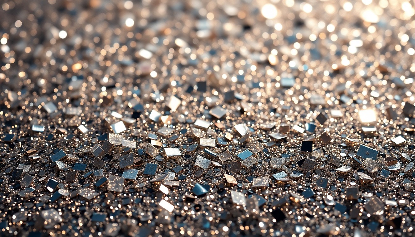 An extreme close-up of a dazzling array of shimmering sequins and shattered glass, reflecting dramatic studio lighting to create a high-contrast, glamorous texture that conceptually represents the personal sacrifices required to build a creator-led media empire.