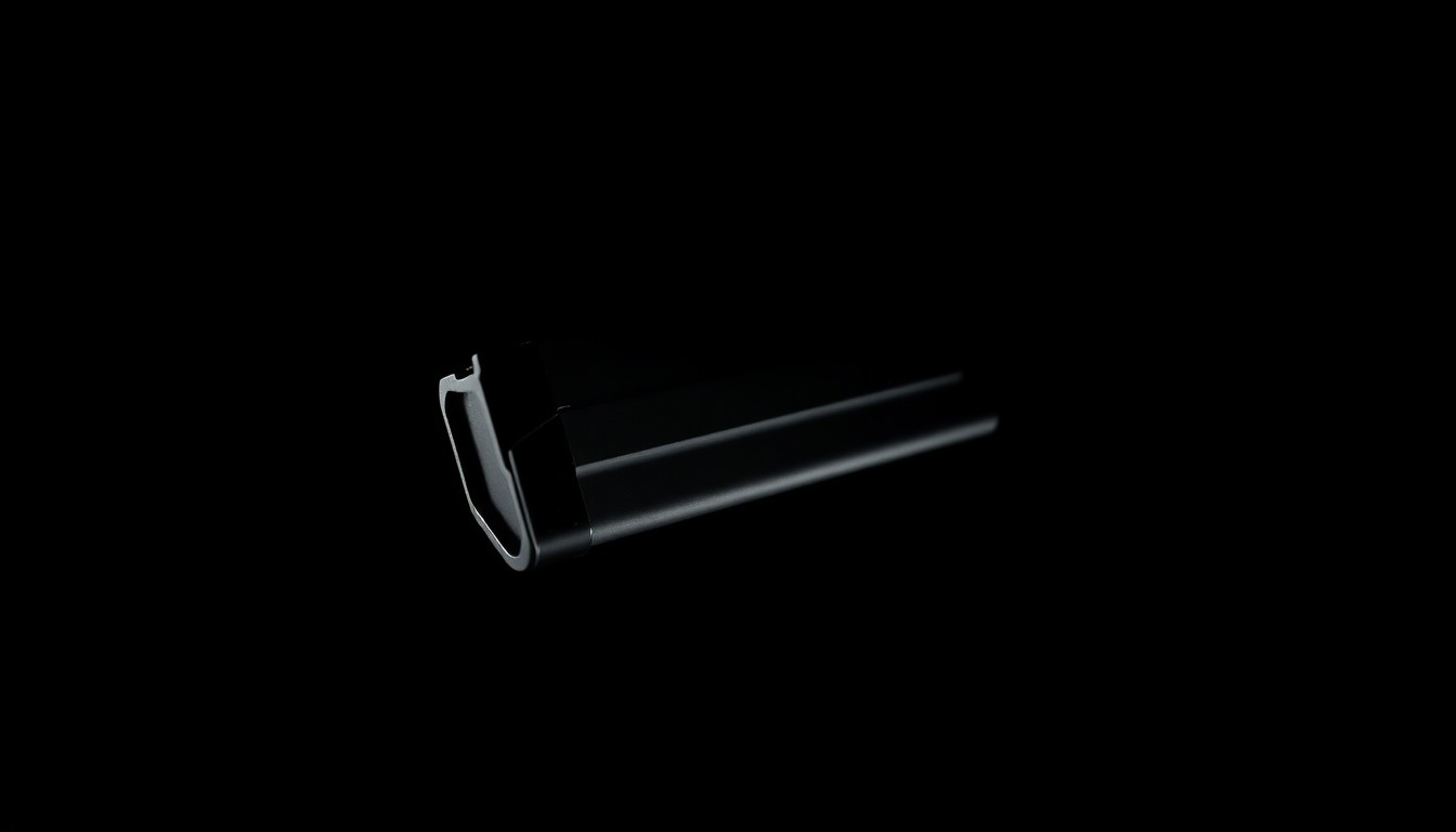 An extreme close-up photograph of a handgun magazine against a pitch-black background, lit by a harsh, direct camera flash, conceptually representing the hidden threat of a violent crime.