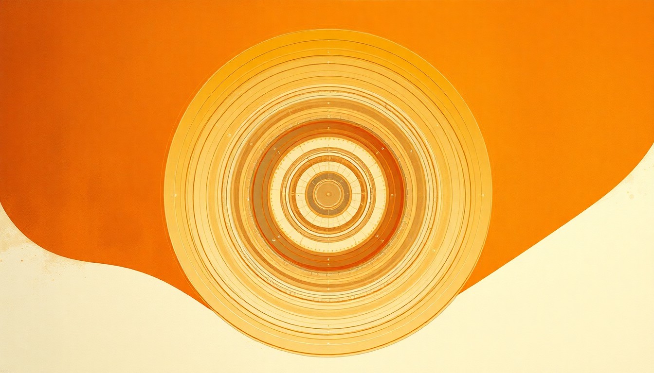 A highly textured, abstract painting featuring sweeping geometric shapes and intersecting waveforms in earthy tones, conceptually representing the structural changes in the world of scientific research.