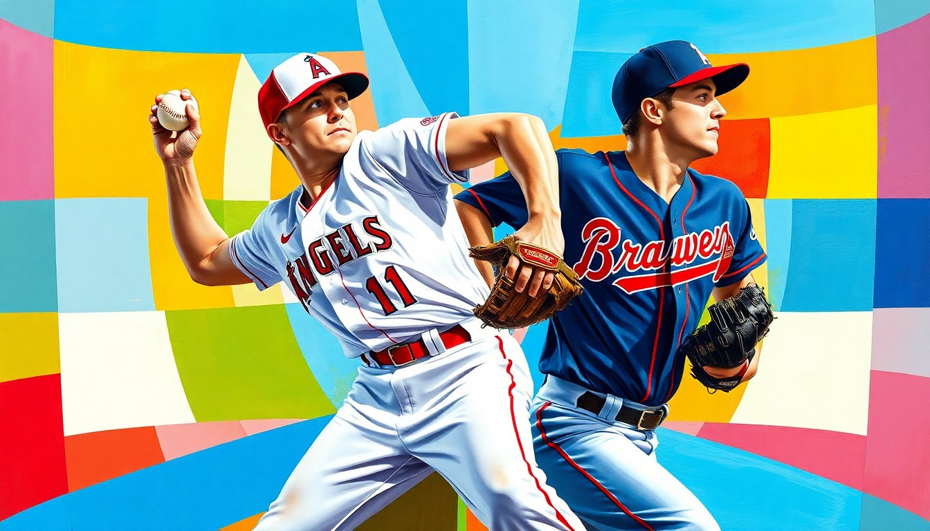A fractured, multi-perspective painting depicting a baseball pitcher's windup and delivery, broken down into sharp, overlapping geometric planes in vibrant colors.