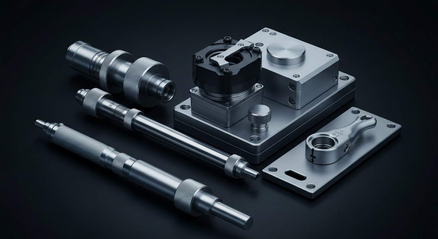 An extreme close-up of complex, metallic medical device components and machinery, dramatically lit to convey a sense of industrial power and precision without using any text or symbols.