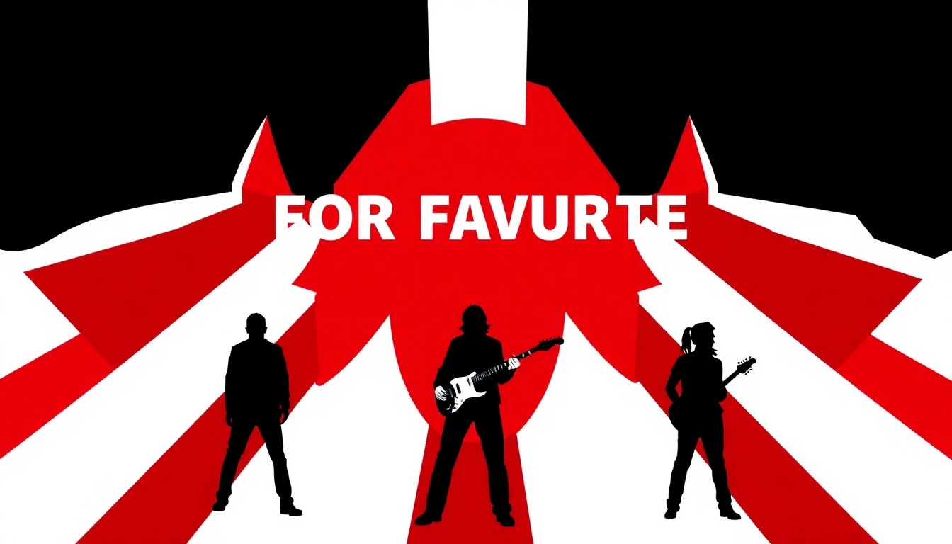 A striking abstract composition of jagged geometric shapes in bold red and black, conceptually representing the Foo Fighters' new album release and promotional events.