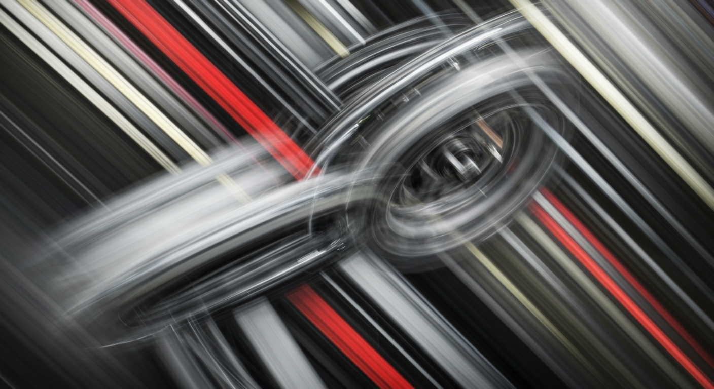 An abstract, blurred image of an automotive part or vehicle in motion, conveying a sense of speed and modern engineering through vibrant streaks of color.