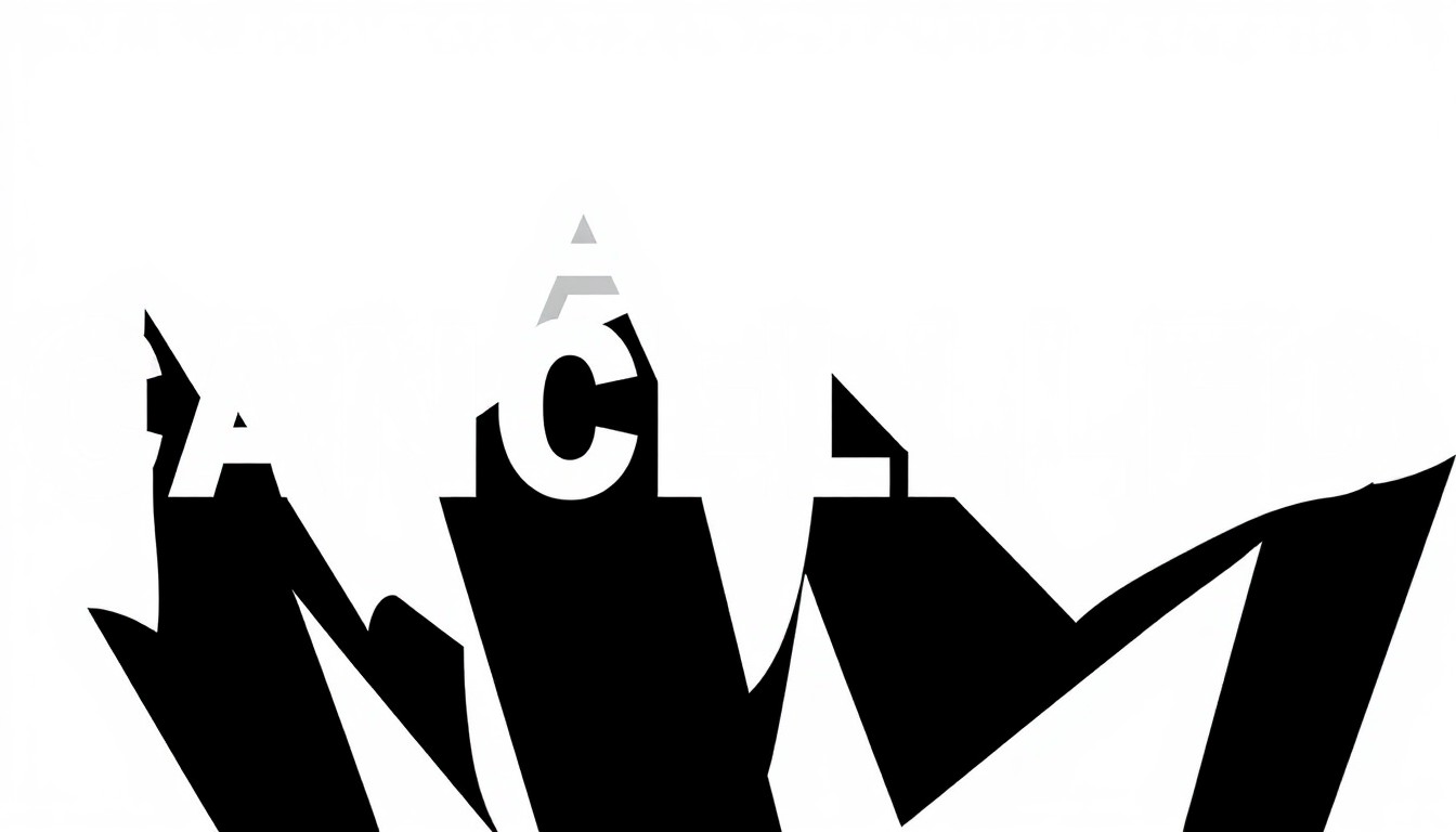 An abstract, minimalist illustration using bold, jagged black shapes against a stark white background, conceptually representing the cancellation of a comedy event.