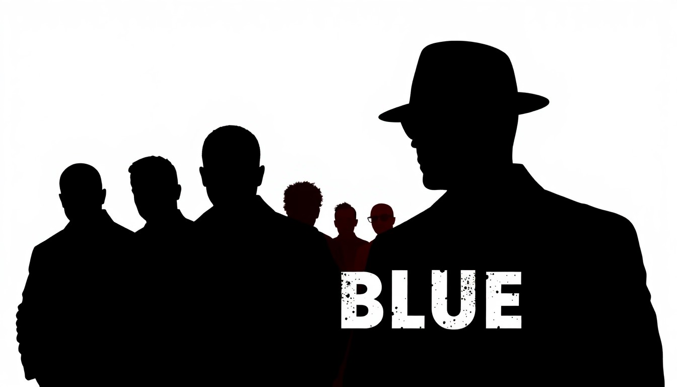 An abstract, minimalist illustration using bold black shapes and high-contrast colors to represent the intense action and personal conflicts of the Boston Blue TV series.