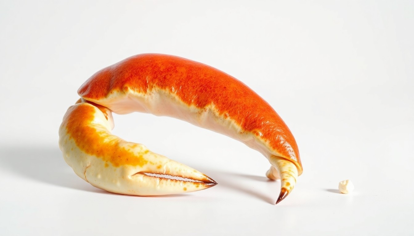 A close-up, photorealistic image of a single massive stone crab claw resting on a clean, monochromatic background, conveying the premium quality and high market value of this regional seafood delicacy.