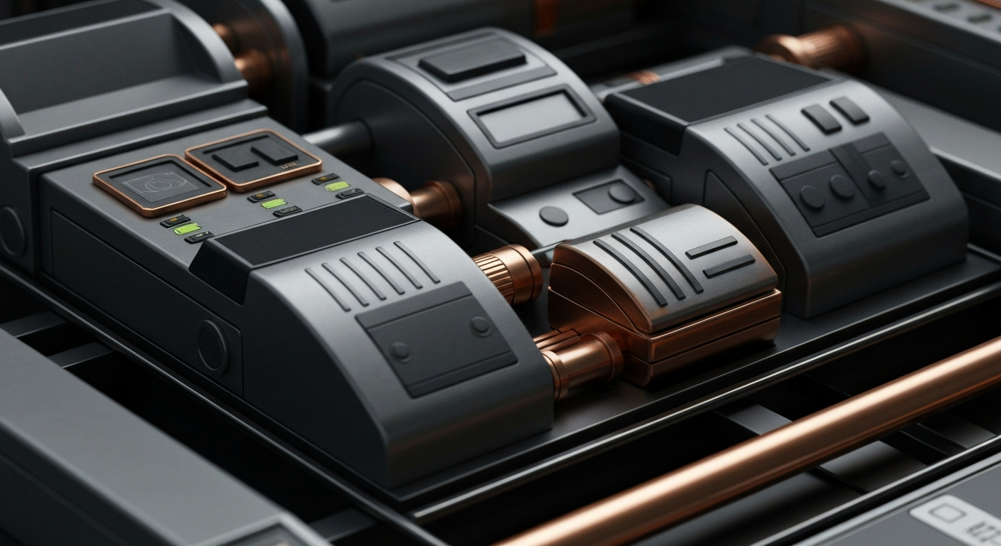 A highly detailed, black and white close-up image of the inner workings of heavy industrial machinery, representing the complex financial infrastructure that supports a discount retail business like Ollie's Bargain Outlet.