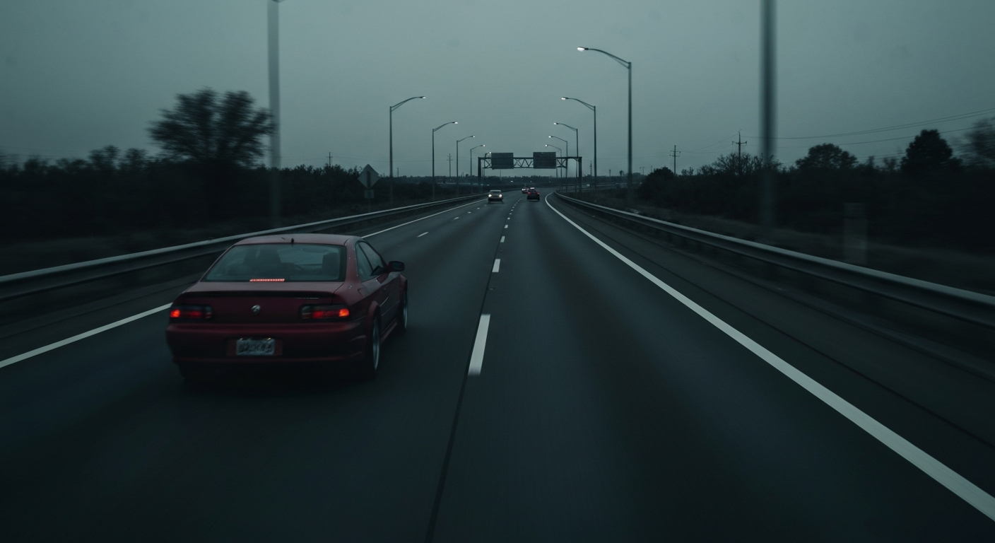A blurred, abstract image of a car in motion, with only streaks of color and movement visible, conveying the speed and chaos of distracted driving.