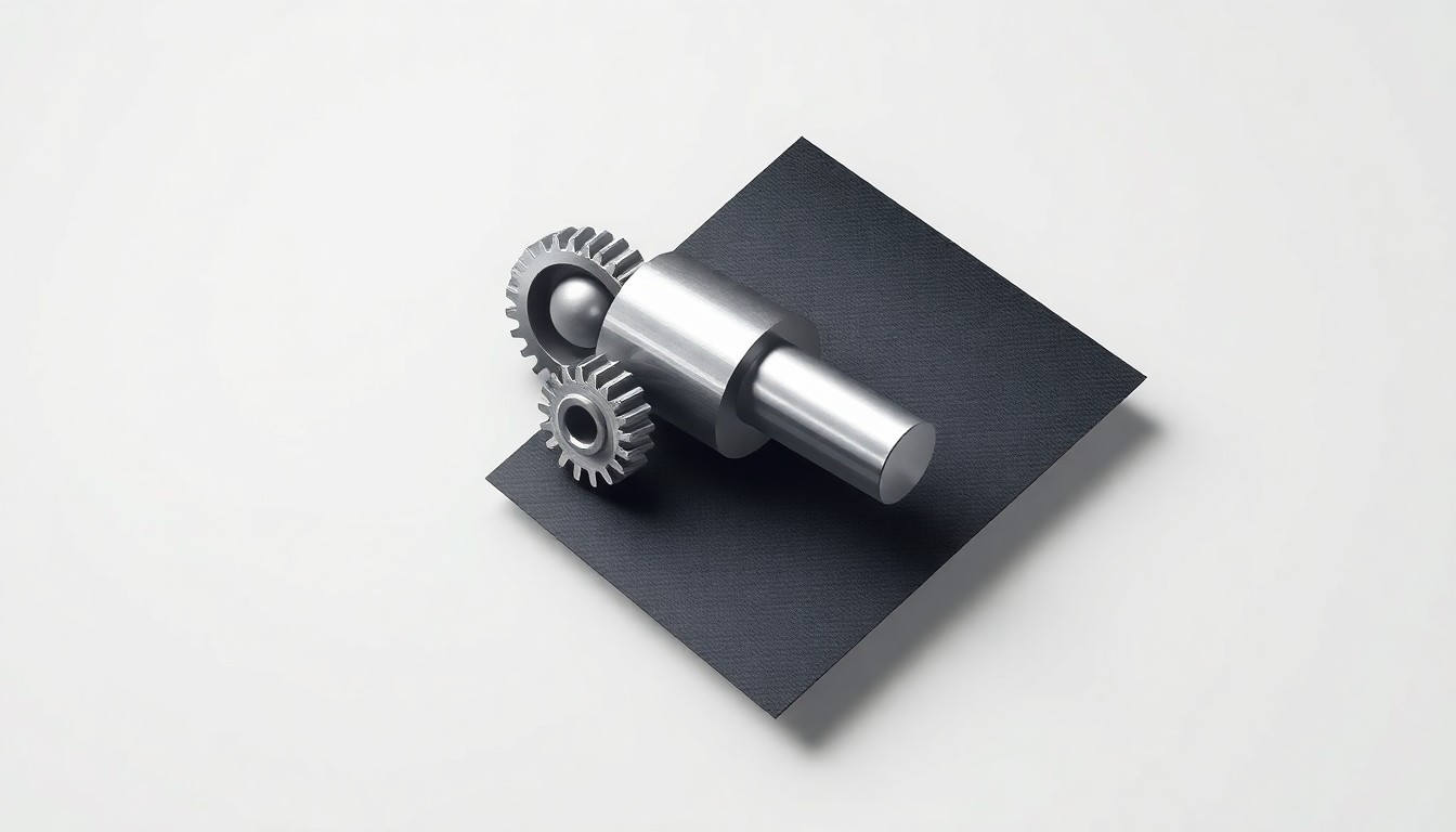 A high-end, photorealistic studio still-life photograph featuring a polished metal gear, a sleek aluminum aircraft component, and a smooth carbon fiber sheet floating on a clean, monochromatic background, conceptually representing the precision engineering and advanced materials of the aerospace industry.