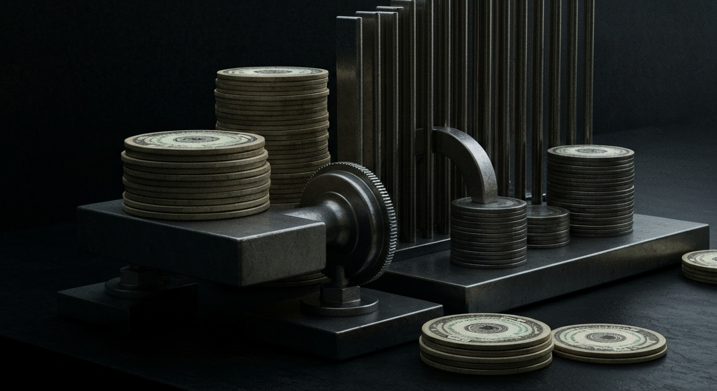 An extreme close-up of complex financial machinery and equipment, conveying the tangible nature of institutional investing and wealth management.