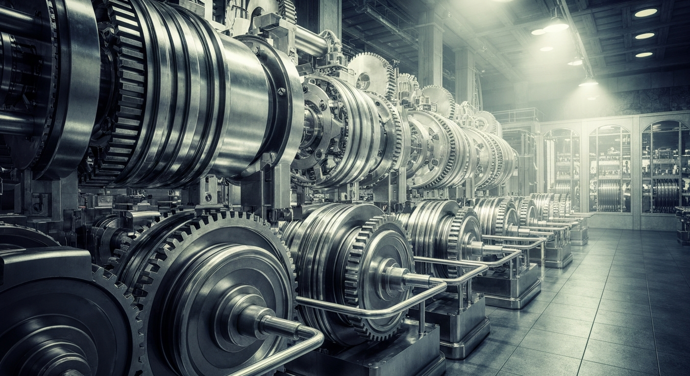 An extreme close-up of intricate, metallic banking machinery and gears, conveying the complex financial systems that power social media platforms like Reddit.