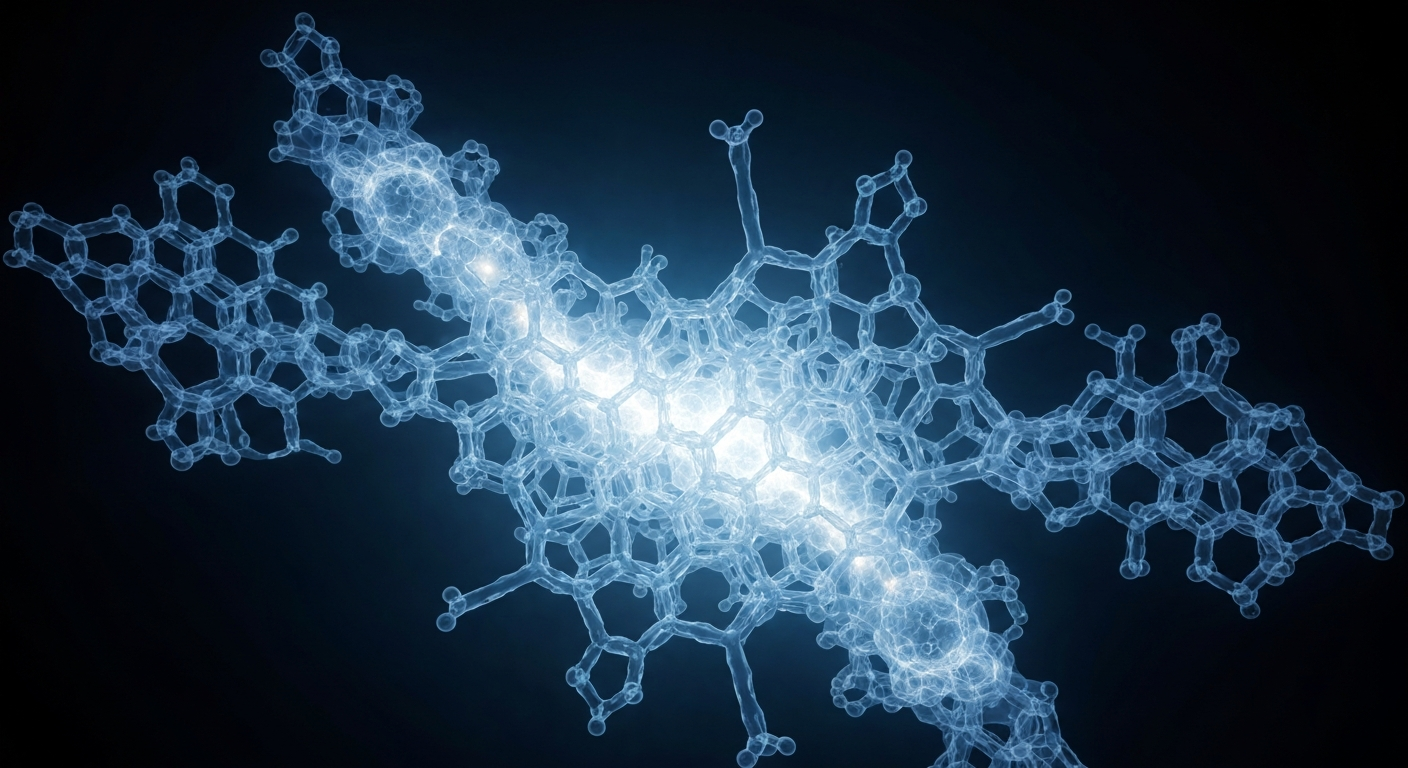 A translucent, ghostly X-ray image revealing the intricate molecular structure of a next-generation CAR T-cell therapy, conceptually illustrating the company's advanced cancer research.