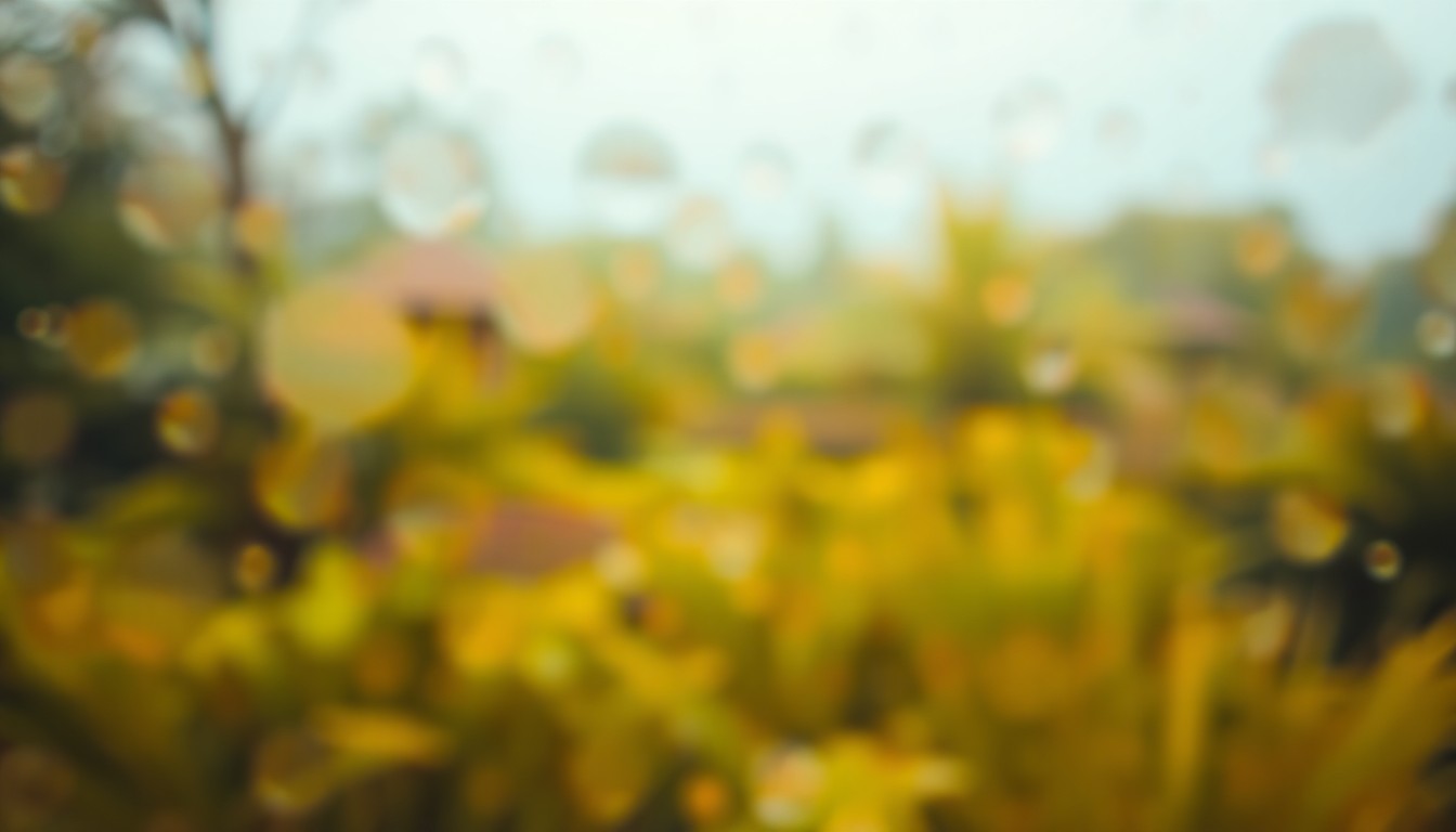 An abstract, dreamlike scene of blurred, colorful shapes and textures evoking the feeling of a beautiful, well-designed garden landscape.