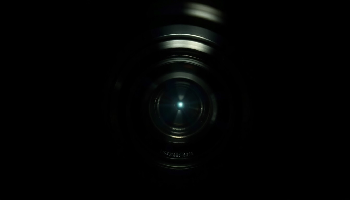 An extreme close-up of a hidden camera lens reflecting a harsh, direct camera flash, conceptually illustrating the invasive nature of the alleged voyeurism incidents on the Wesleyan campus.