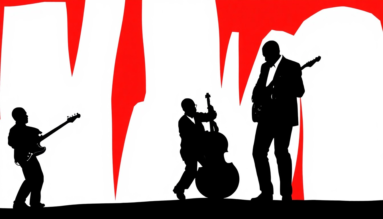 An abstract, minimalist illustration featuring bold, jagged black silhouettes against a bright red background, conceptually representing the experimental and boundary-pushing nature of Julius Hemphill's influential music.