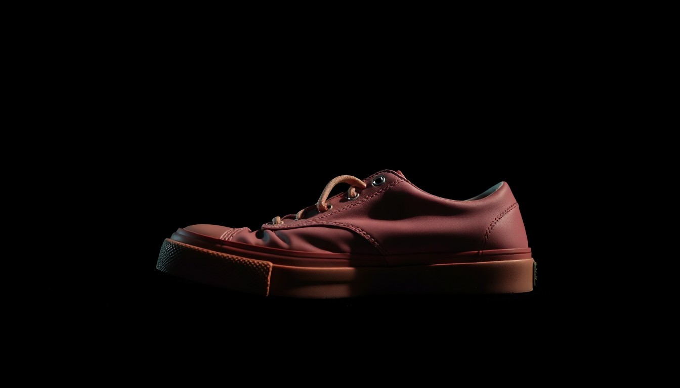 An extreme close-up photograph of a personal item belonging to the missing teenager, such as a shoe or piece of clothing, lit by a harsh, direct camera flash against a pitch-black background, creating a stark, gritty, investigative aesthetic.