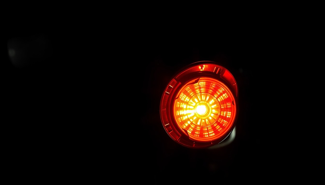 An extreme close-up photograph of a damaged motorcycle part, such as a broken mirror or cracked taillight, lit by a harsh, direct camera flash against a pitch-black background, conceptually illustrating the aftermath of a serious motorcycle accident.