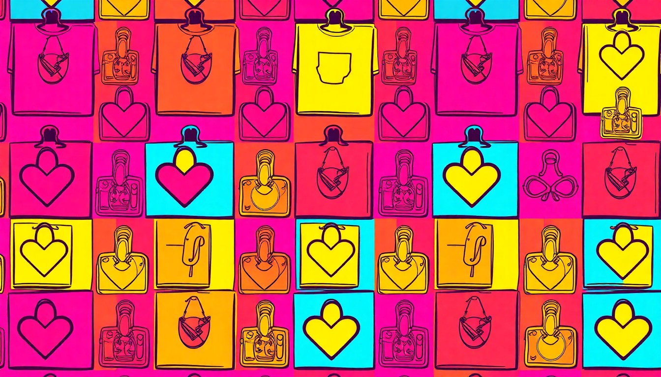 A grid of brightly colored, high-contrast silkscreen prints of a youth-designed t-shirt graphic featuring an iconic community service symbol or object, conceptually representing the energy and creativity of a local volunteer event.