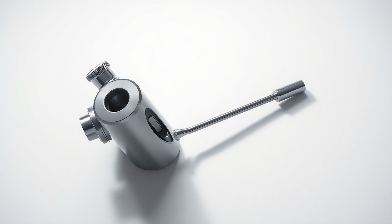 A highly reflective, chrome tractor part or diagnostic tool floating on a clean white background, lit dramatically to symbolize the balance between agricultural equipment innovation and customer repair rights.