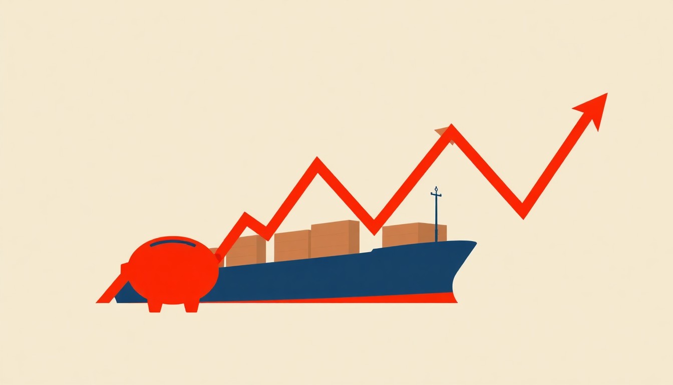 A geometric abstract illustration using bold shapes and primary colors to conceptually represent the volatility and uncertainty around fuel prices following the reopening of the Strait of Hormuz after the U.S.-Israeli war with Iran.