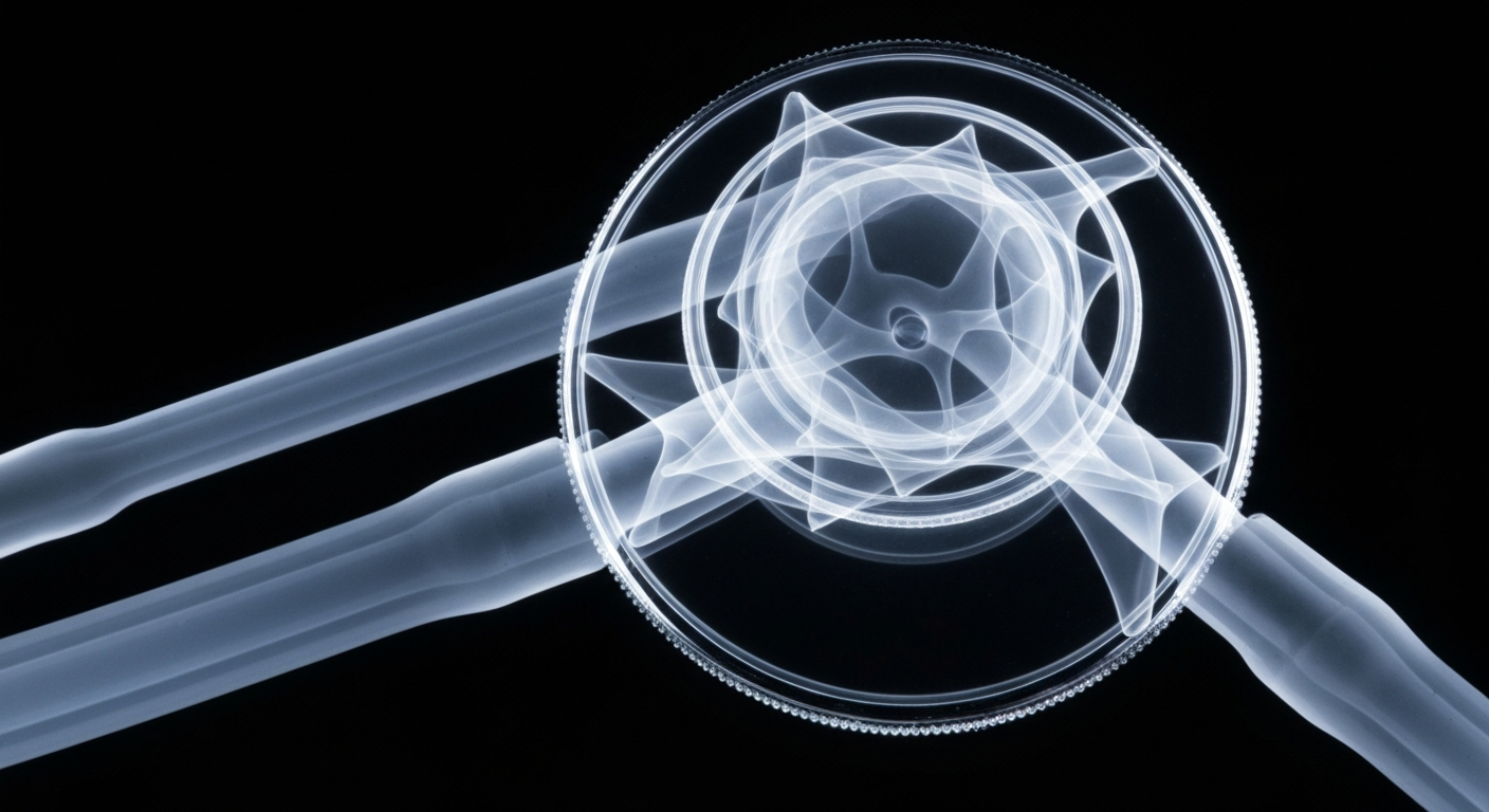 A translucent, ghostly X-ray image revealing the internal structure of a stethoscope, conceptually representing the interconnected nature of a growing healthcare network.