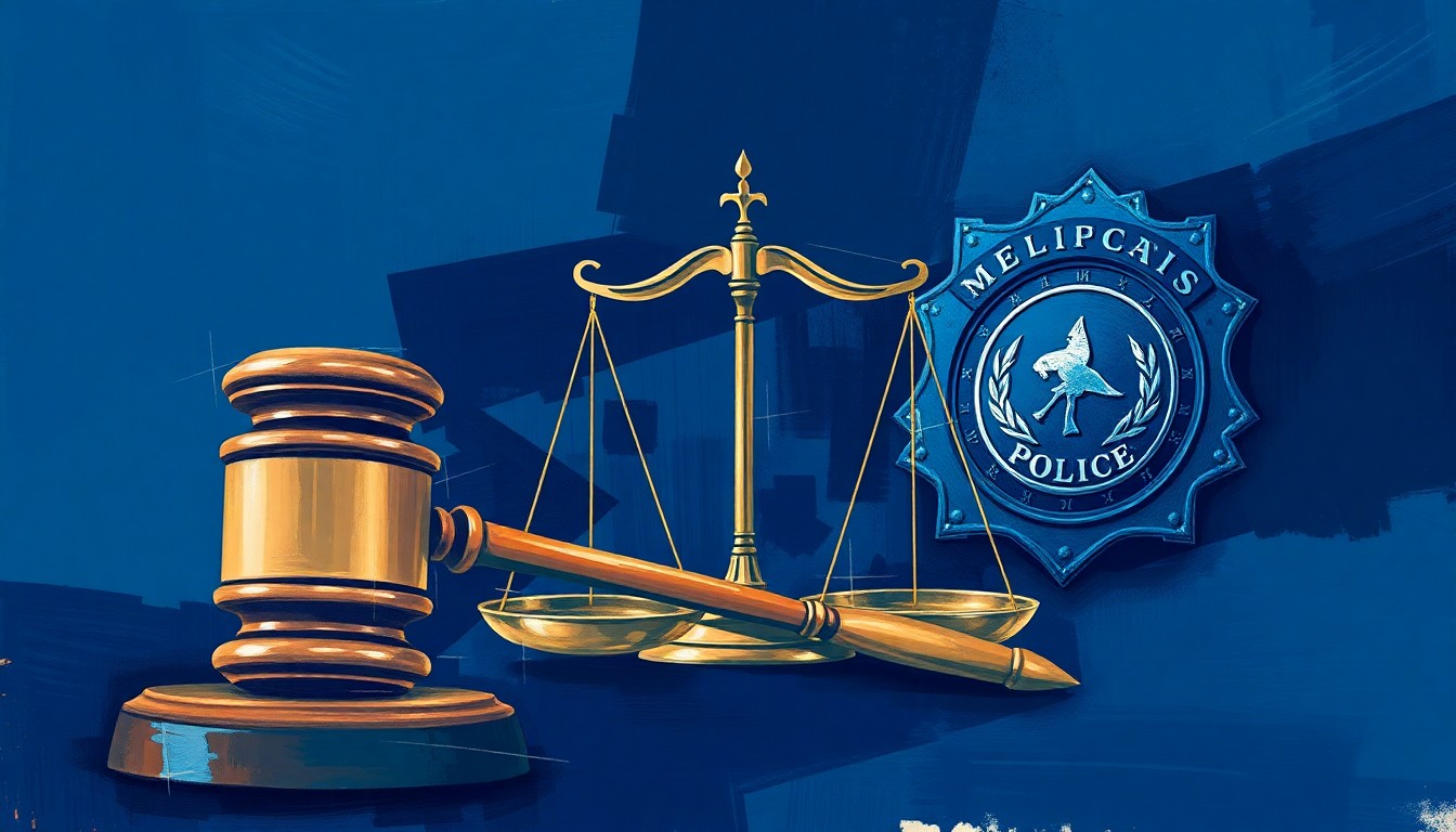 A dynamic, abstract painting featuring fragmented shapes and lines in shades of blue, representing the competing visions and priorities of the candidates vying to become the next Knox County Sheriff.