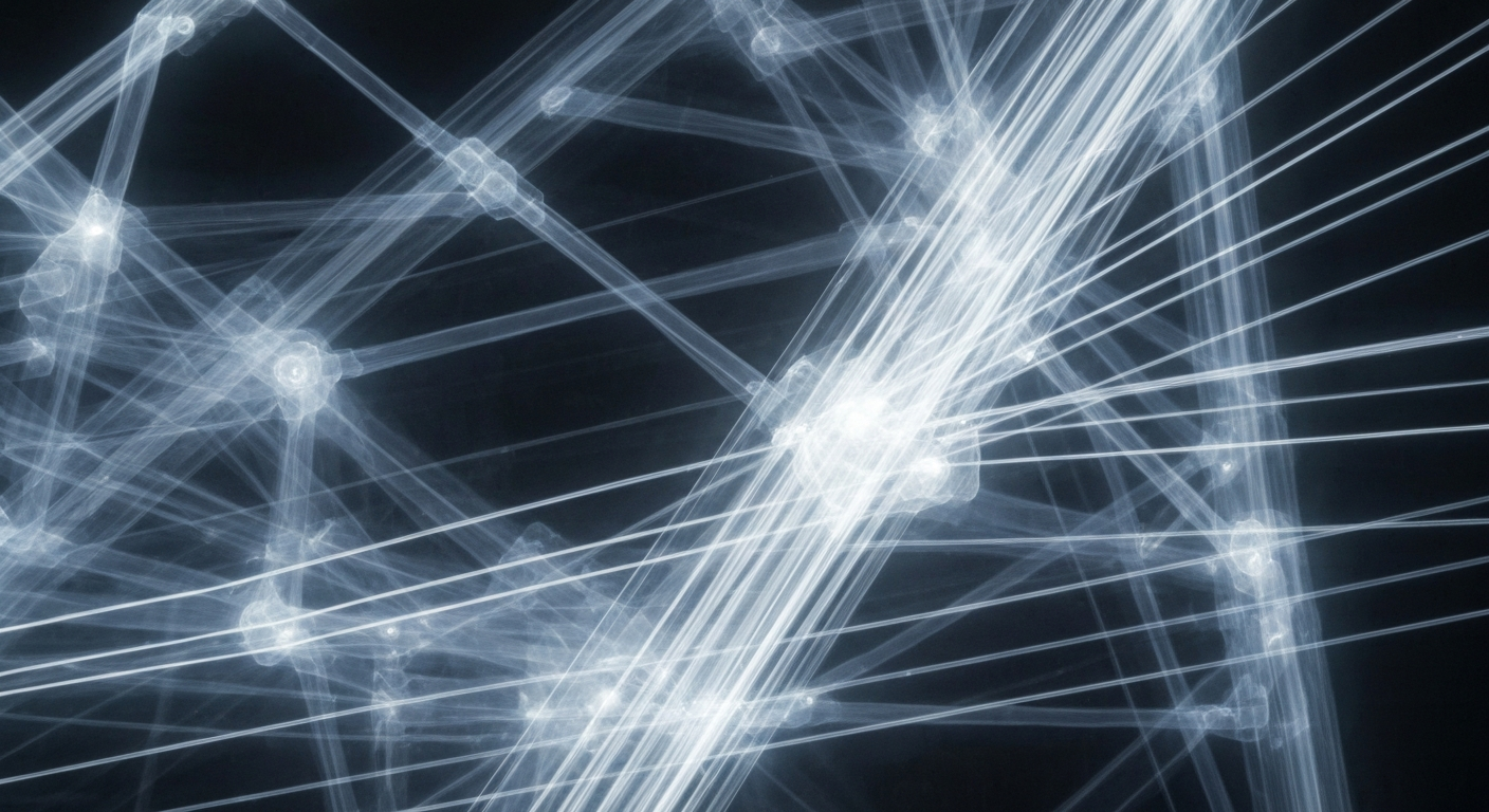 A translucent X-ray photograph showing the intricate, glowing internal structures of a hospital's computer network, conceptually illustrating the vulnerability of healthcare technology to cybersecurity threats.