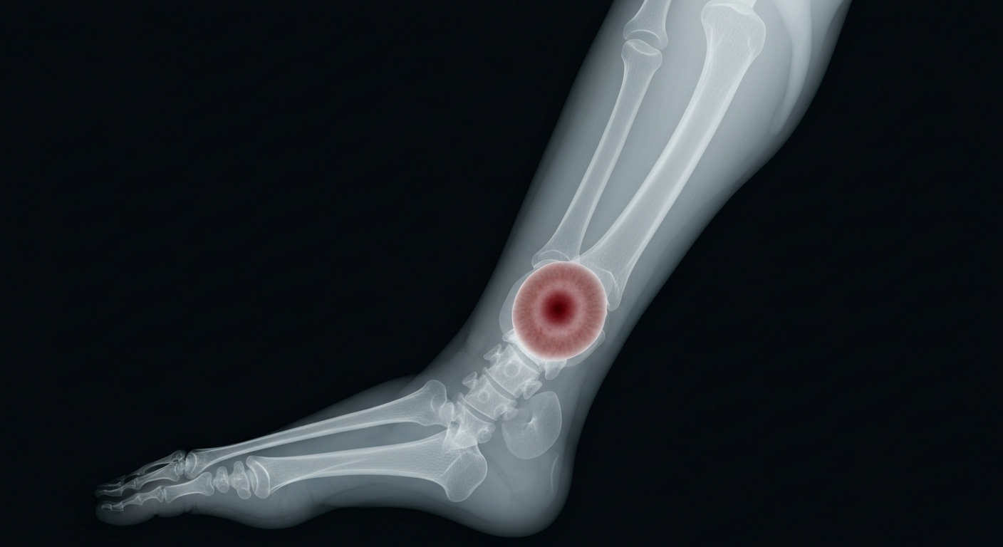 A ghostly, translucent X-ray image showing the internal structure of a human leg with a large, glowing blood clot visible, conceptually representing the medical complications Perez Hilton experienced during his recovery.
