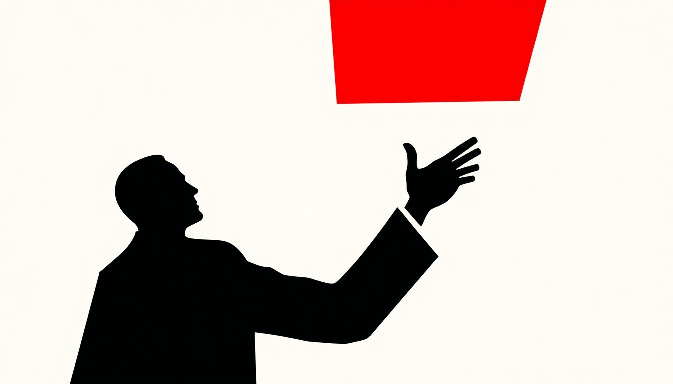 An abstract, minimalist composition of bold, jagged geometric shapes in red and white, conceptually representing the revolutionary conceptual art of Marcel Duchamp.