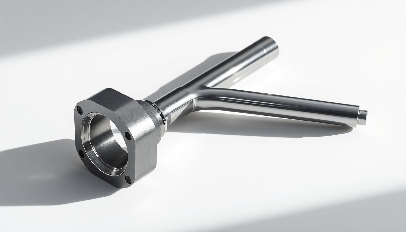 A highly detailed, photorealistic studio photograph of a polished, geometric metal aerospace component, arranged elegantly on a clean, monochromatic background and dramatically lit to symbolize the abstract concepts of corporate strategy and financial positioning.