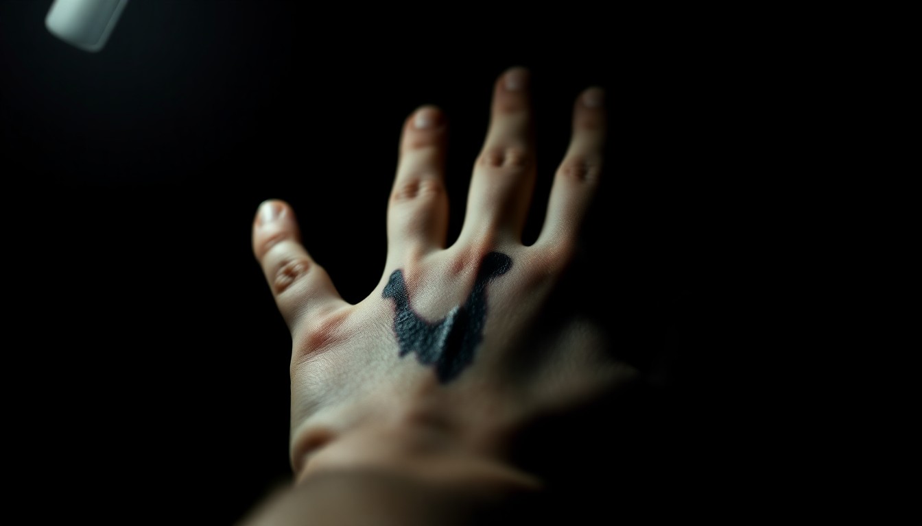 An extreme close-up photograph of a child's hand with visible wolf teeth marks, captured in a harsh, gritty style that conveys the seriousness of the incident without depicting graphic violence.