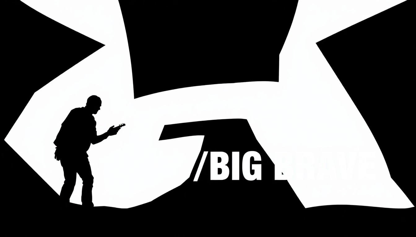 A bold, abstract illustration featuring two contrasting geometric shapes in stark black and white, conceptually representing the innovative and challenging sounds of the co-headlining tour by experimental metal bands The Body and BIG|BRAVE.