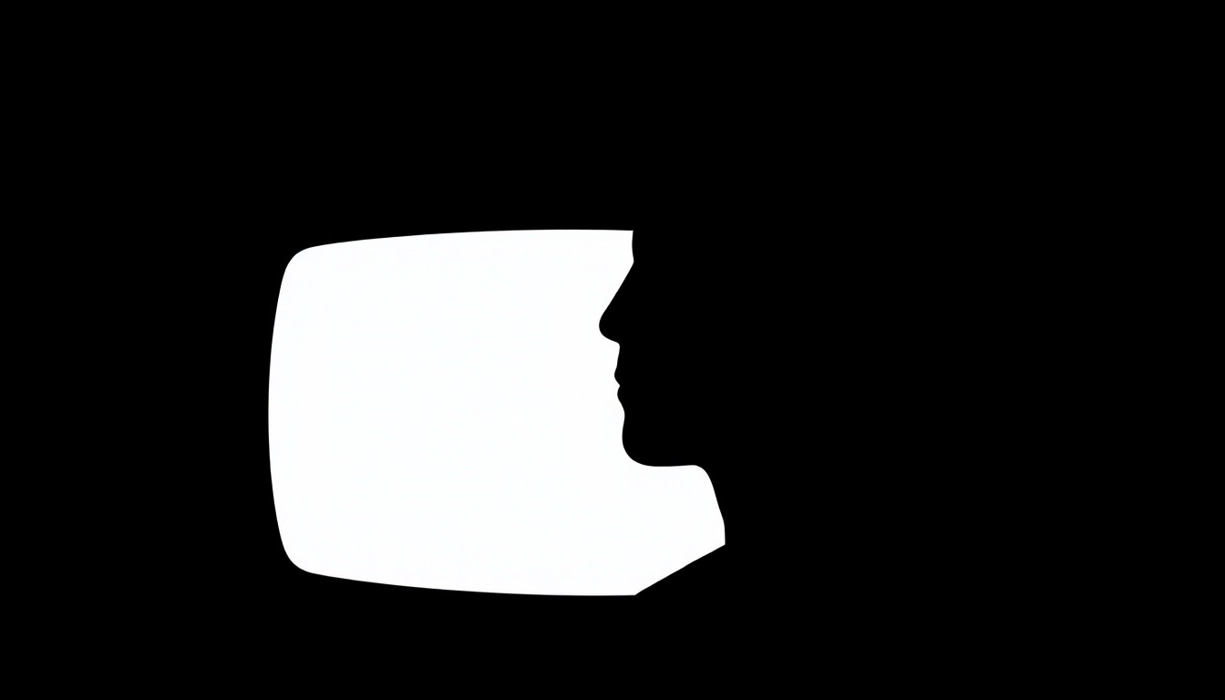 A minimalist black and white illustration depicting the silhouette of a person's head in profile, with the faint outline of a retro television set in the background, conceptually representing the former fame and current obscurity of a once-popular child actor.