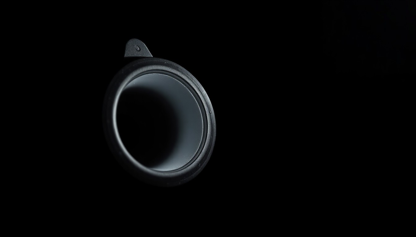 An extreme close-up photograph of a gun barrel or other crime-related physical evidence object lit by a harsh, direct camera flash against a pitch-black background, creating a stark, gritty, investigative aesthetic.