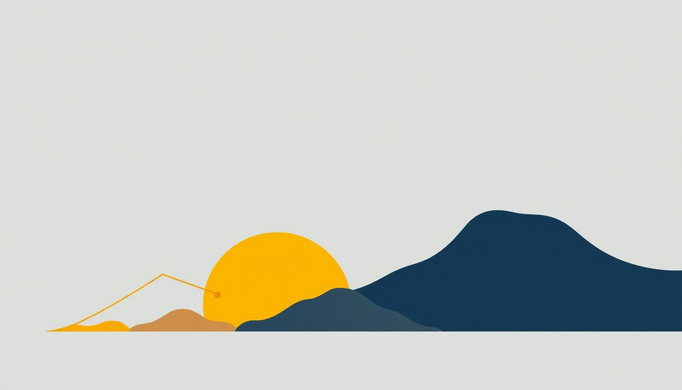 An abstract geometric illustration featuring overlapping triangles and rectangles in shades of blue, grey, and yellow, conceptually representing the volatility in the materials sector amid geopolitical uncertainty.