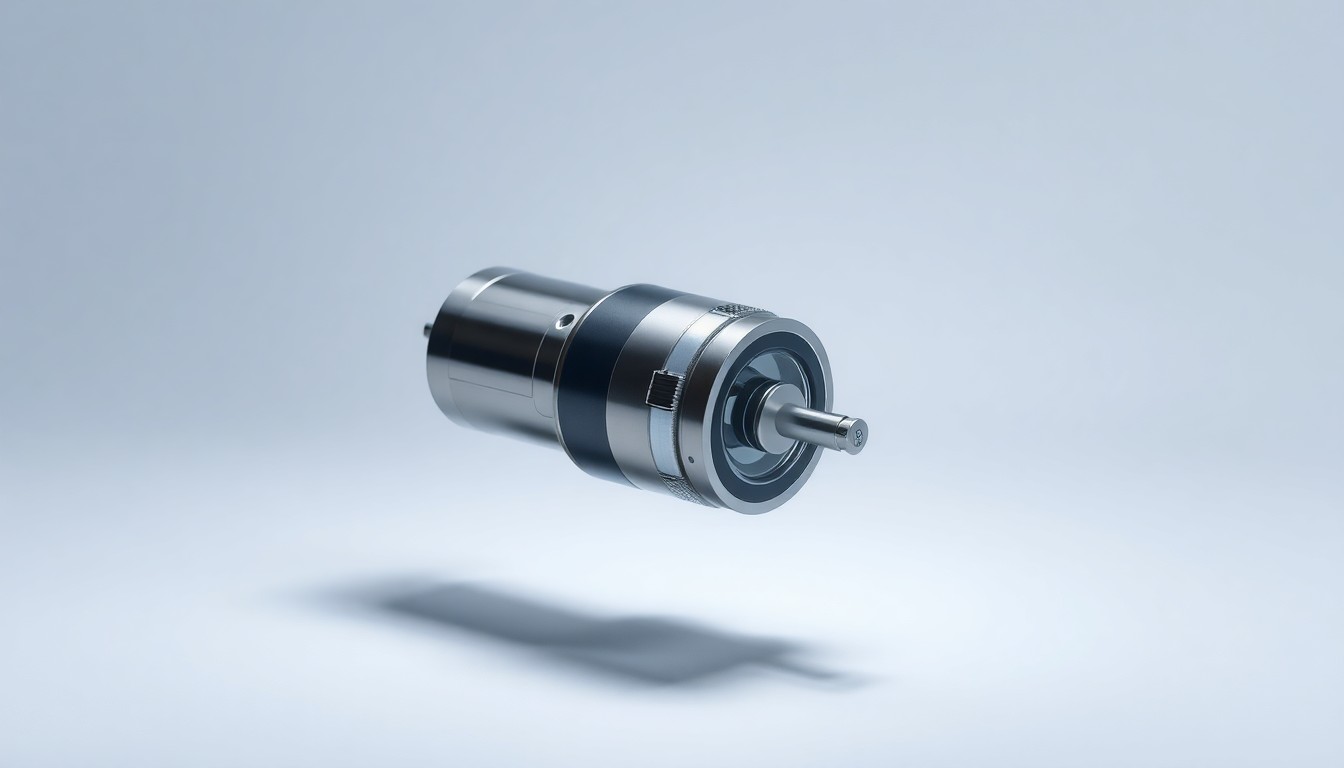 A highly detailed, photorealistic studio photograph of a sleek, modern medical device or diagnostic tool made of polished metal and glass, floating on a clean, monochromatic background and illuminated by dramatic studio lighting, conceptually representing the innovation and precision of Latent's healthcare technology.