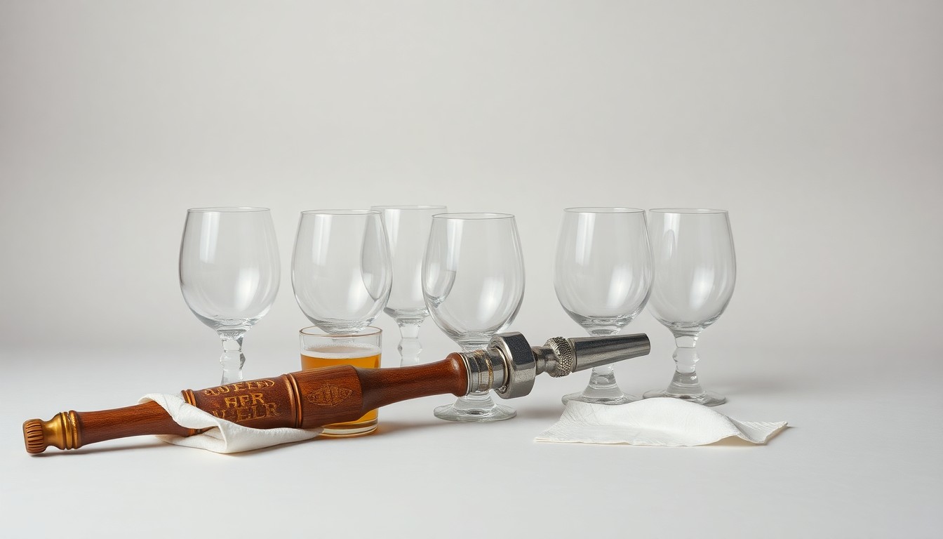 A photorealistic studio still life featuring a collection of empty beer glasses, a tarnished tap handle, and a crumpled napkin, conceptually representing the bittersweet end of a local brewery's story.