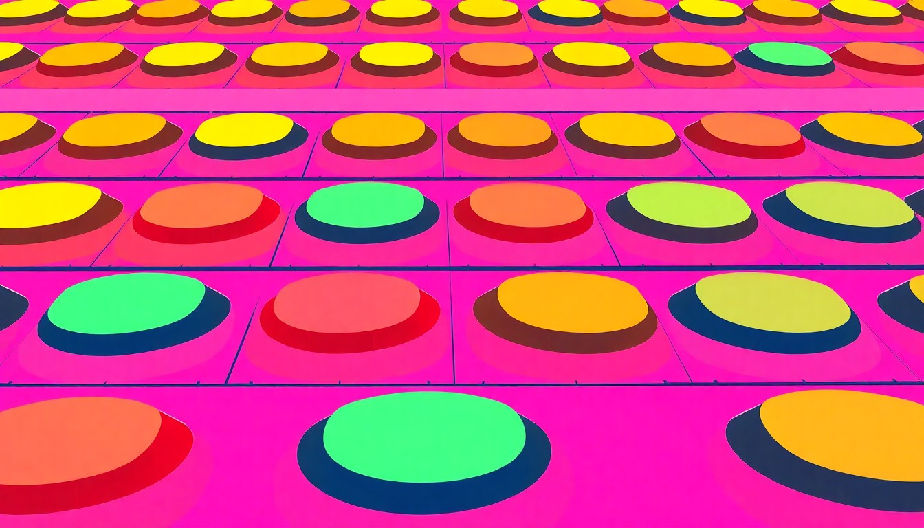 A bold, colorful silkscreen-style illustration featuring a repeating pattern of speed humps in vibrant neon shades, conceptually representing the street safety feature that was removed despite its proven effectiveness.