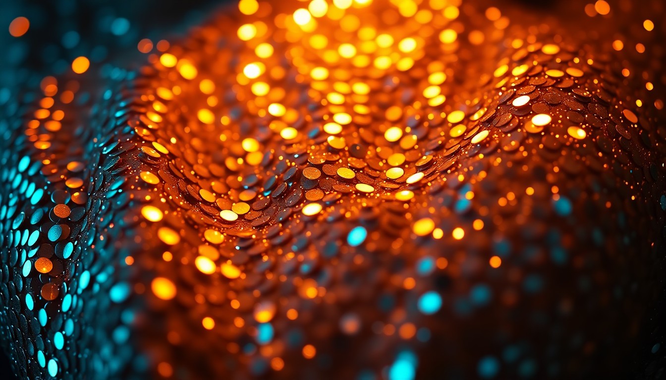 An extreme close-up of shimmering sequins in dramatic, high-contrast studio lighting, capturing the luxurious and high-fashion aesthetic of Angel Reese's new vintage-inspired look.