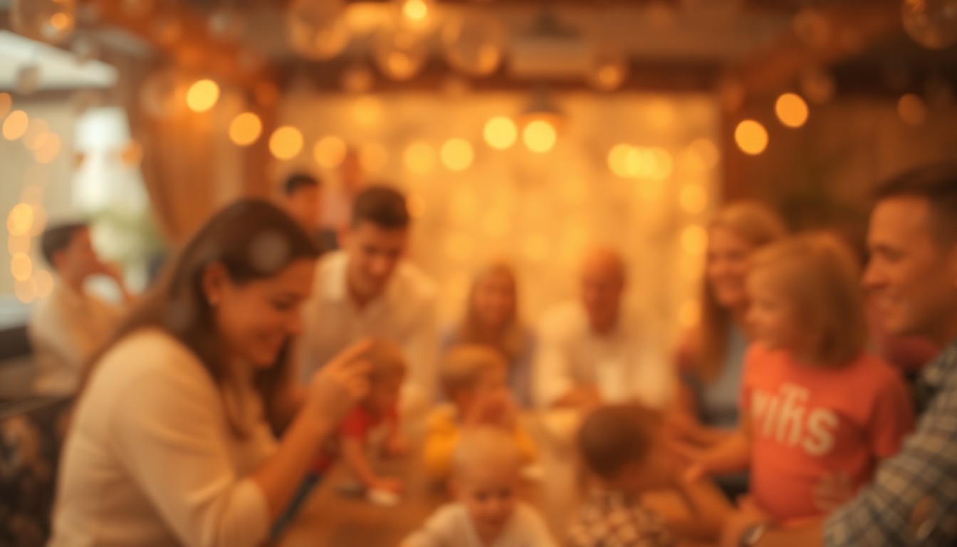 An extremely abstract, out-of-focus photograph depicting a warm, blurred scene of a community gathering, with soft pools of muted colors and light, conceptually representing the support and care shown by the Tooele community for the Plumb family.