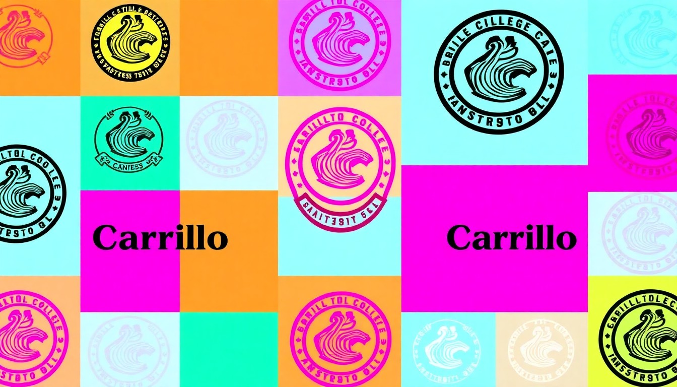 A highly stylized, abstract grid of a Cabrillo College logo or other iconic campus object, rendered in a bold, neon color palette with heavy black outlines, conceptually representing the community's demands for change.