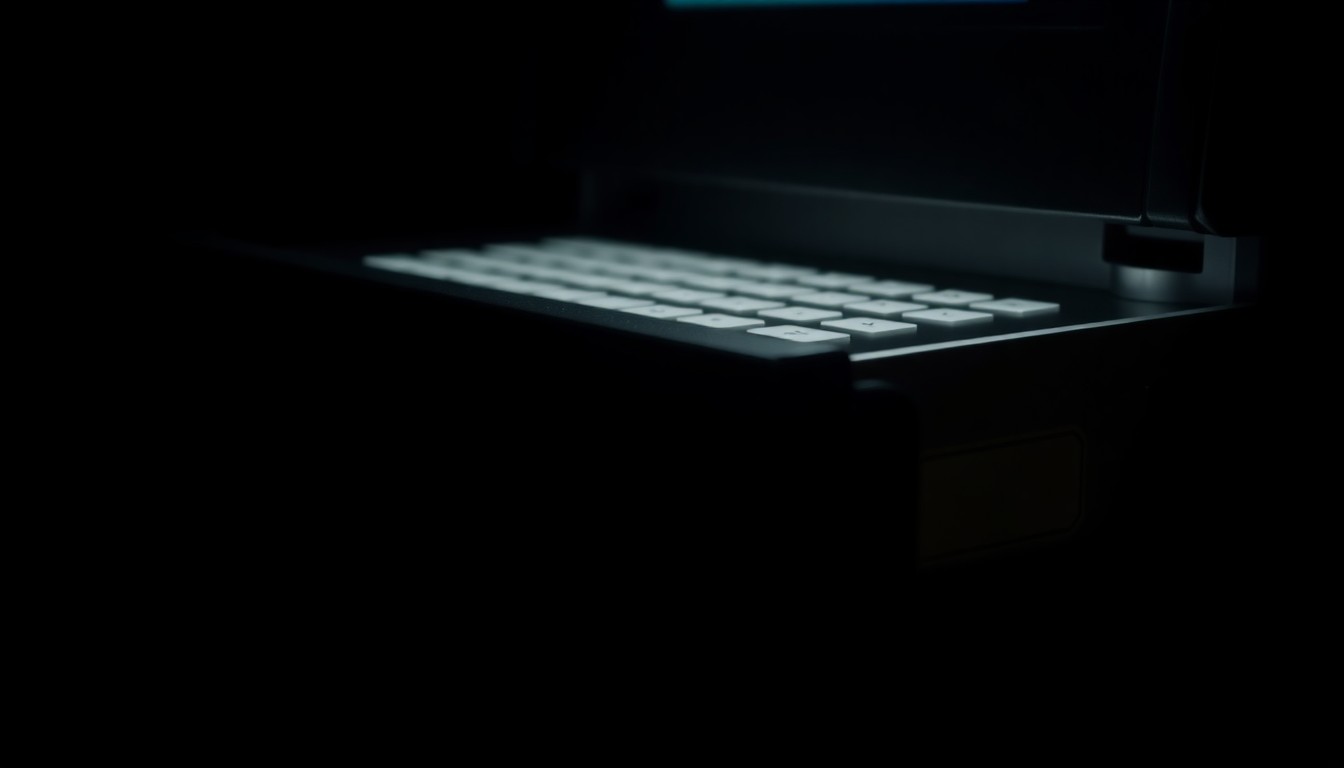 An extreme close-up photograph of a cash register drawer pulled open, the metal and plastic edges sharply lit by a direct camera flash against a pitch-black background, conceptually illustrating the aftermath of a reported assault on a retail worker.