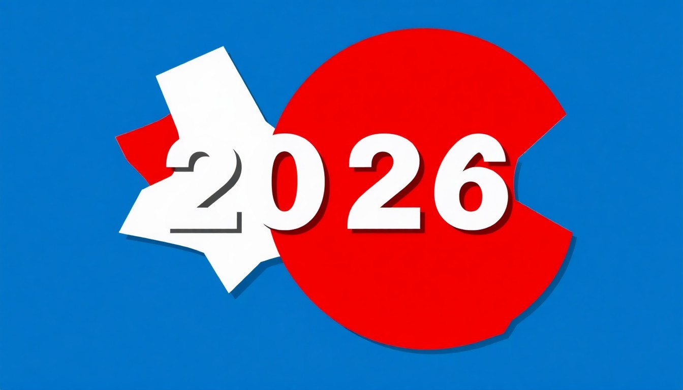 An abstract graphic composition featuring bold, angular shapes in contrasting colors, conceptually representing the scale and complexity of hosting the 2026 World Cup across North America.