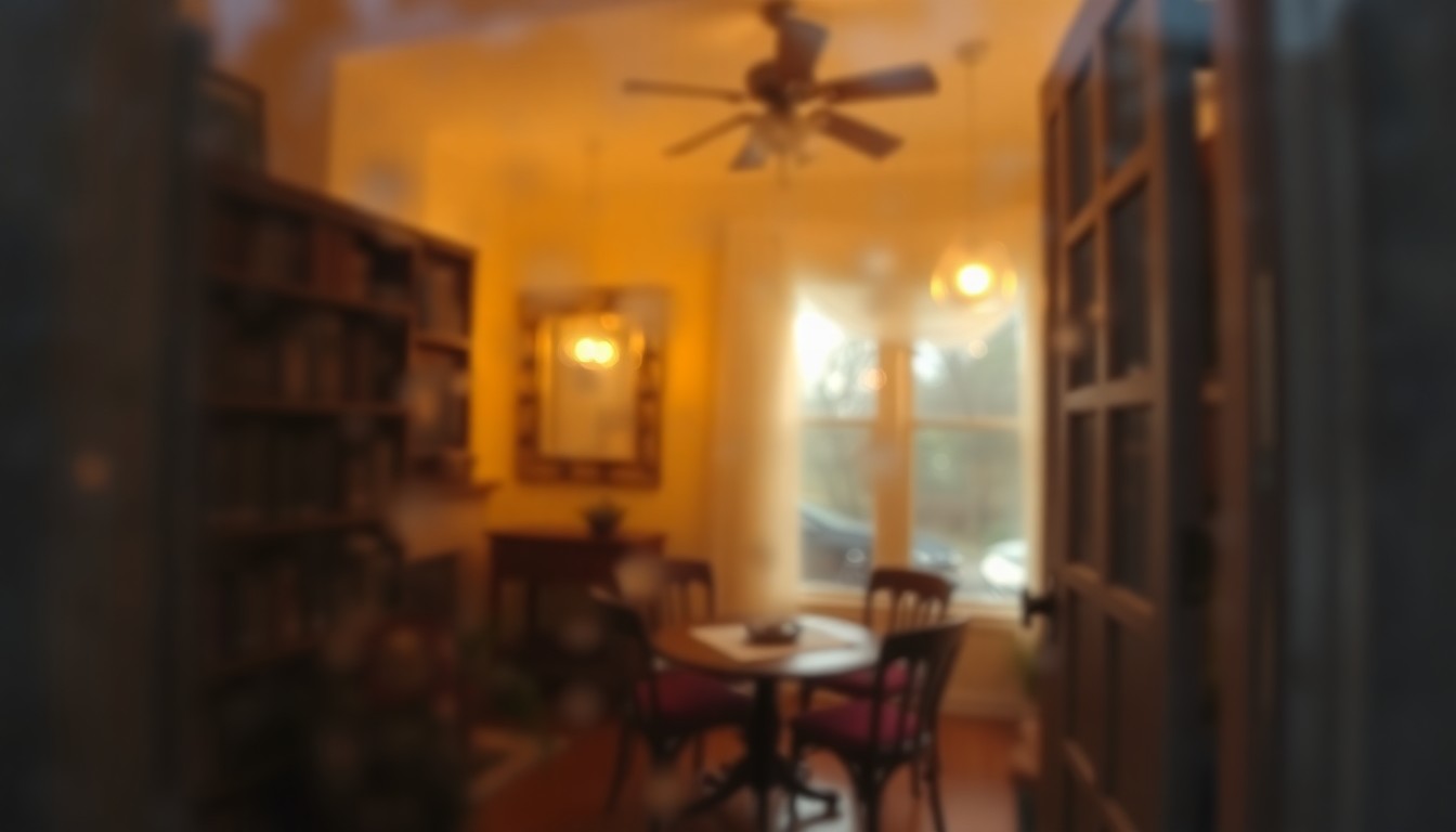 An extremely blurred and abstracted scene of a cozy, sun-filled interior, with soft, warm tones and hazy, out-of-focus details, conveying the inviting atmosphere of a Philadelphia townhome.