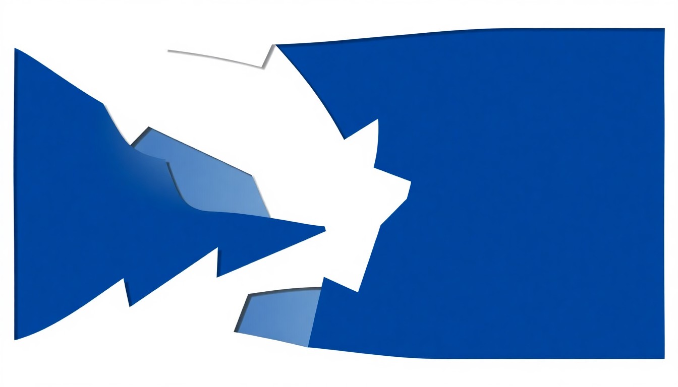 A striking composition of jagged, geometric shapes in shades of blue, grey, and white, conceptually representing the themes of trauma, memory, and emotional resilience explored in the novel.