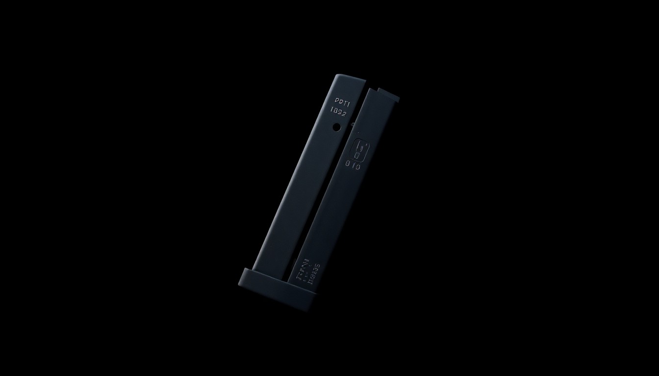 An extreme close-up of a metal gun magazine reflecting a bright flash of light, conceptually illustrating the tense and dangerous nature of a police shooting incident.