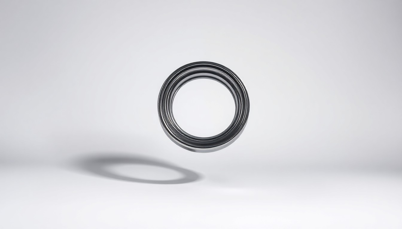 A highly detailed, photorealistic studio photograph of a shiny, chrome-plated tractor part or farm equipment component floating against a plain, white background, dramatically lit to create deep shadows and a sense of corporate strategy and market forces.