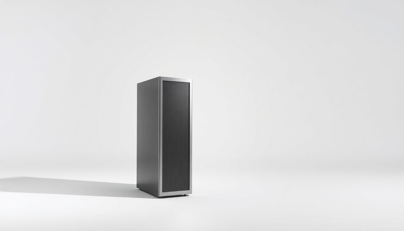 A sleek, metallic data server tower resting on a clean, monochromatic background, symbolizing the scale and power of a major new data center project.
